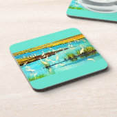 スノーイグレットプリント コースター (左側)