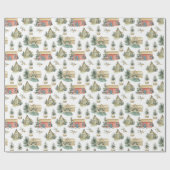 スノーイコージーコテージフィールツリーズホリデークリスマス ラッピングペーパー (フラット)