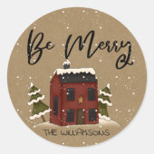 スノーイサルトボックスハウス初期のカントリークリスマス ラウンドシール (正面)