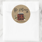 スノーイサルトボックスハウス初期のカントリークリスマス ラウンドシール (バッグ)