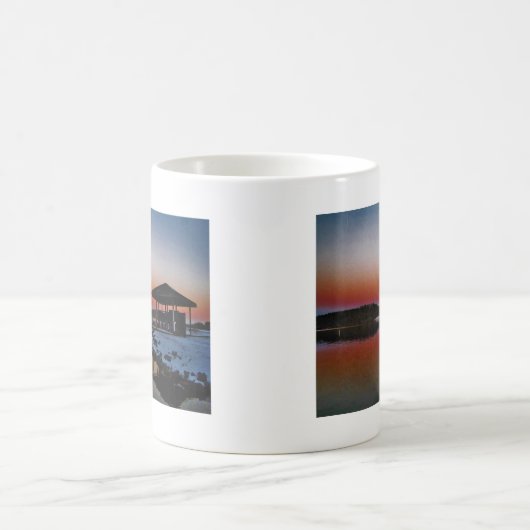 スノーイサンセットアットレイクアローワート波止場 コーヒーマグカップ (中央)