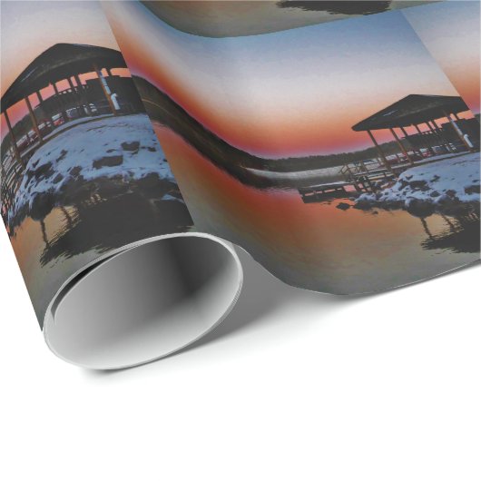 スノーイサンセットアットレイクアローワート波止場 ラッピングペーパー (ロールコーナー)