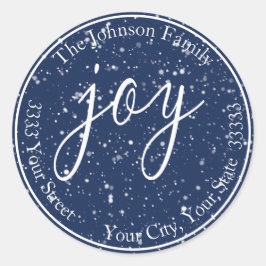 スノーイネイビーホリデイ差出人住所封筒用シール ラウンドシール