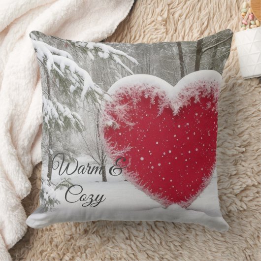 スノーイハート – ロマンチック装飾用クッション クッション (ブランケット)