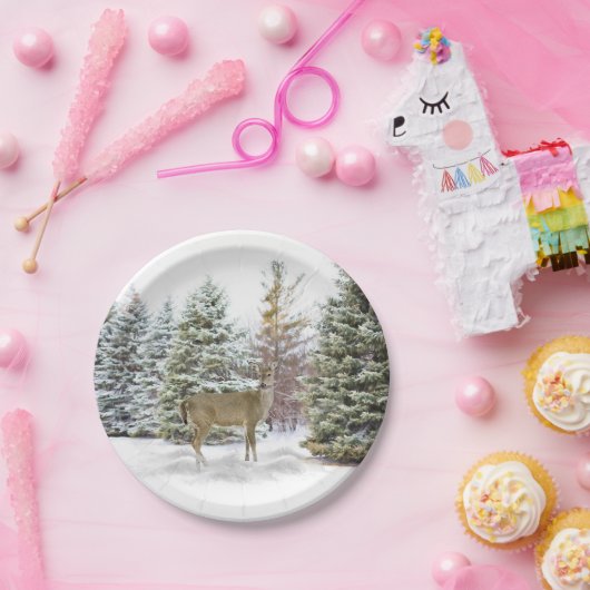 スノーイパインズウィズディアー紙プレート ペーパープレート (パーティー)