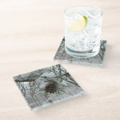 スノーイパインブランチ冬自然撮影 ガラスコースター (アングル)