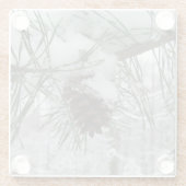 スノーイパインブランチ冬自然撮影 ガラスコースター (裏面)