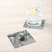 スノーイパインブランチ冬自然撮影 スクエアペーパーコースター (インサイチュ)