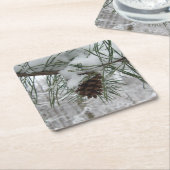 スノーイパインブランチ冬自然撮影 スクエアペーパーコースター (アングル)