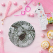 スノーイパインブランチ冬自然撮影 ペーパープレート (パーティー)