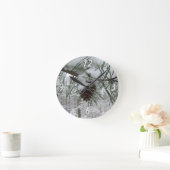 スノーイパインブランチ冬自然撮影 ラウンド壁時計 (ホーム)