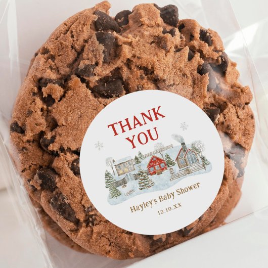 スノーイビレッジウィンターホリデーサンキューユユー ラウンドシール