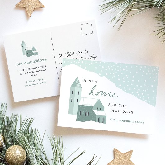 スノーイビレッジホリデームービングアナウンスメントハガキ シーズンポストカード