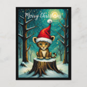 スノーイフォレストナイトキュートベビーヒョウ シーズンポストカード (正面)