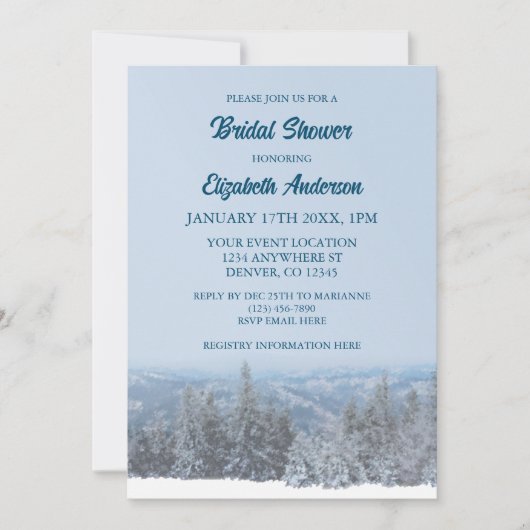 スノーイマウンテンフォレストブライダルシャワー 招待状 (正面)