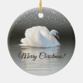 スノーイレイクのクリスマスの白鳥 セラミックオーナメント (裏面)