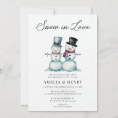 スノーインラブおもしろいウィンターカップルブライダルシャワー 招待状 (正面)