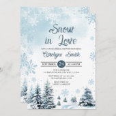 スノーインラブウィンタースノーフレークブライダルシャワー 招待状 (正面/裏面)