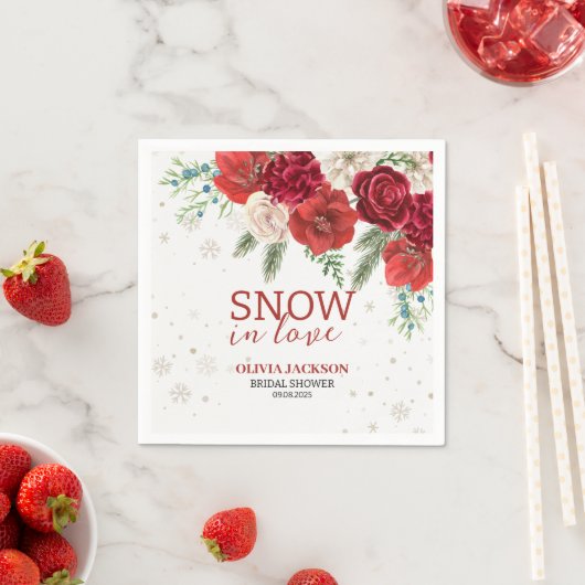スノーインラブウィンタースノーフレ素朴ークブライダルシャワー スタンダードカクテルナプキン (インサイチュ)