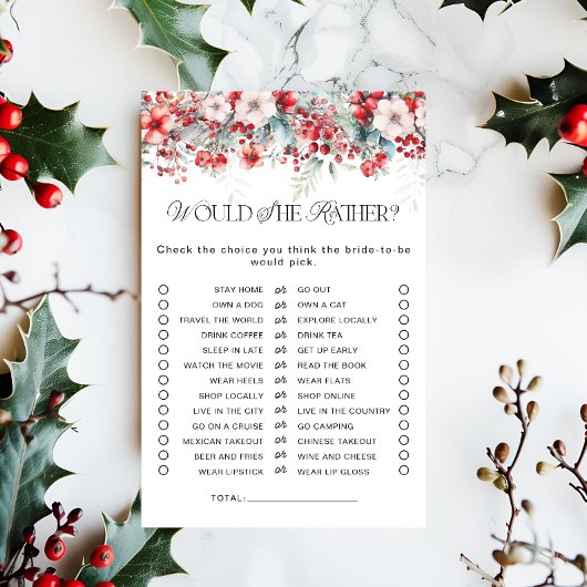 スノーインラブウィンターフローラブライダルシャワーゲーム