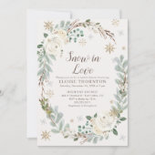 スノーインラブウィンターフローラブライダルシャワー招待状 セーブザデート (正面)