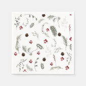 スノーインラブウィンターフローラブライダルシャワー スタンダードカクテルナプキン (正面)