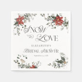 スノーインラブウィンターフローラブライダルシャワー スタンダードカクテルナプキン (正面)