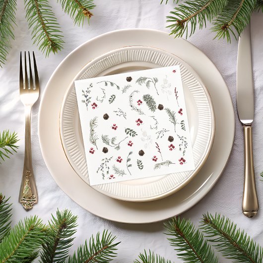 スノーインラブウィンターフローラブライダルシャワー スタンダードカクテルナプキン