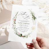 スノーインラブウィンターフローラブライダルシャワー 招待状