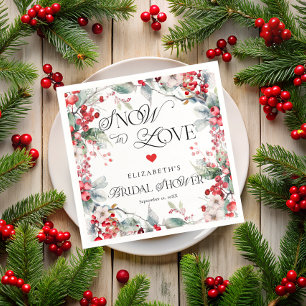 スノーインラブウィンターフローラ植物学ブライダルシャワー スタンダードカクテルナプキン