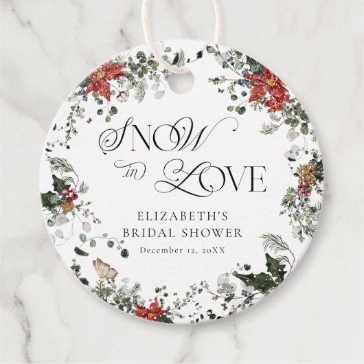 スノーインラブウィンターブライダルシャワーありがとう フェイバータグ (正面)