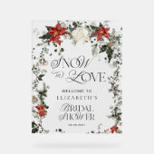 スノーインラブウィンターブライダルシャワーへようこそ アクリルサイン (正面)