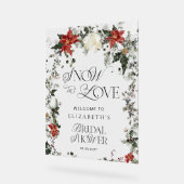 スノーインラブウィンターブライダルシャワーへようこそ アクリルサイン (傾斜)