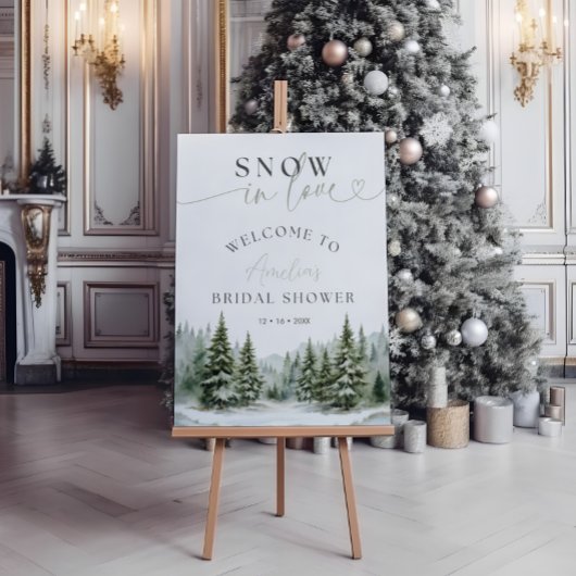スノーインラブウィンターブライダルシャワーサイン アクリルサイン