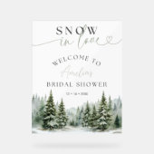 スノーインラブウィンターブライダルシャワーサイン アクリルサイン (正面)
