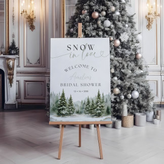スノーインラブウィンターブライダルシャワーサイン ポスター