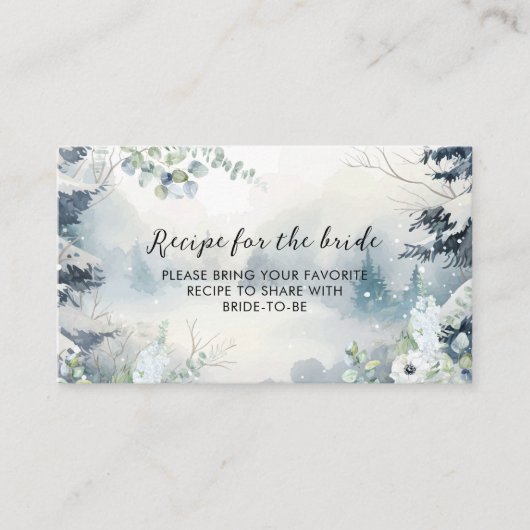スノーインラブウィンターブライダルシャワー共有Aレシピ エンクロージャーカード (正面)