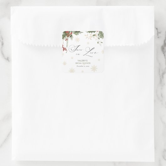 スノーインラブウィンターブライダルシャワー スクエアシール (バッグ)