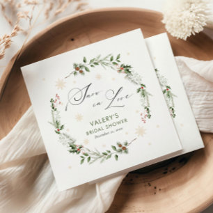 スノーインラブウィンターブライダルシャワー スタンダードカクテルナプキン