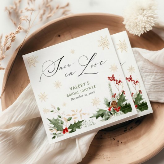 スノーインラブウィンターブライダルシャワー スタンダードカクテルナプキン