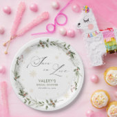 スノーインラブウィンターブライダルシャワー ペーパープレート (パーティー)