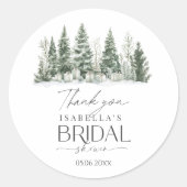 スノーインラブウィンターブライダルシャワー ラウンドシール (正面)