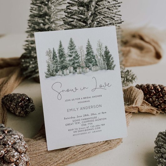 スノーインラブウィンターブライダルシャワー 招待状