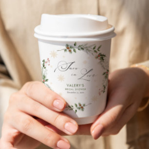 スノーインラブウィンターブライダルシャワー 紙コップ
