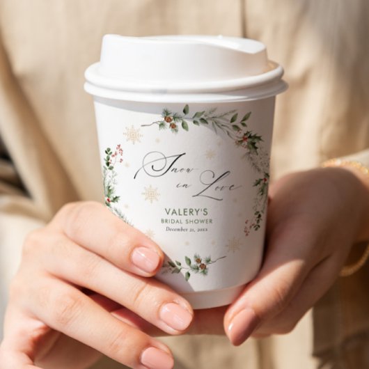 スノーインラブウィンターブライダルシャワー 紙コップ