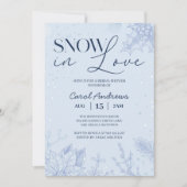 スノーインラブウィンターブルーウィンターブライダルシャワー 招待状 (正面)