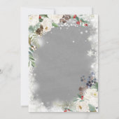 スノーインラブウィンターホワイトフローラブライダルシャワー 招待状 (裏面)