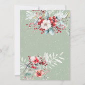 スノーインラブウィンターレッドフローラブライダルシャワー 招待状 (裏面)