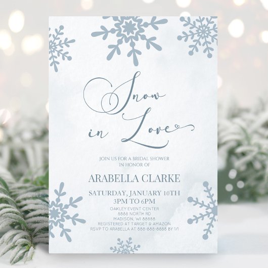 スノーインラブウィンターワンダーランドブライダルシャワー 招待状