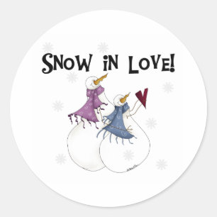 スノーインラブウィンター雪だるまホリデー ラウンドシール